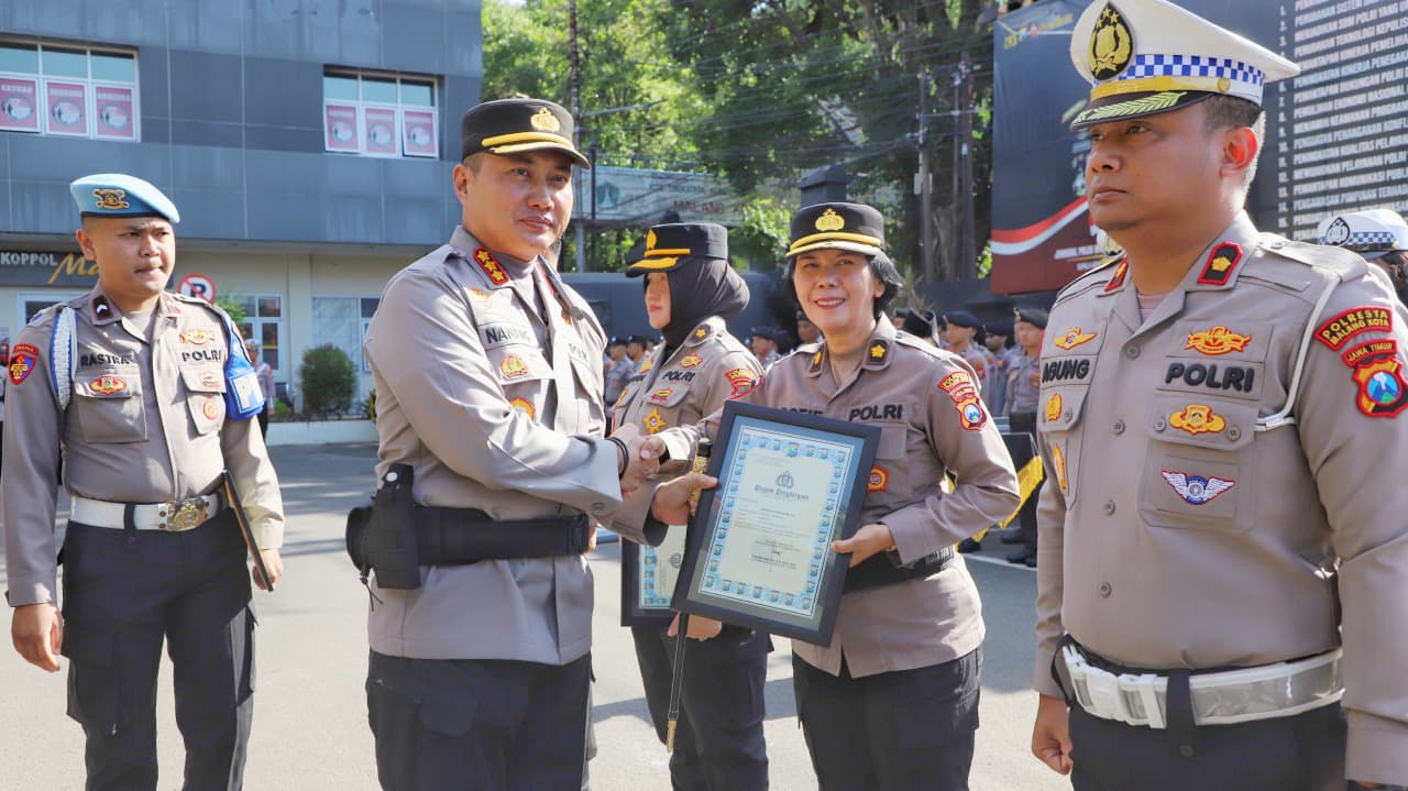 33 Personel Polresta Malang Kota Diberi Penghargaan atas Kinerja Gemilang