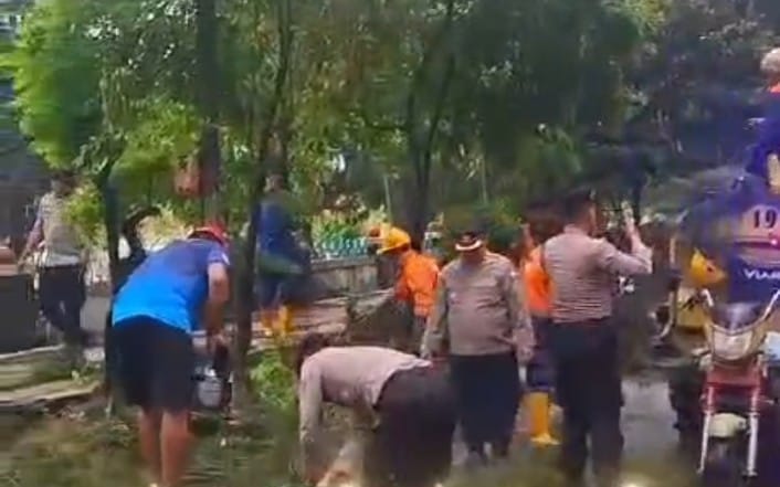 Gercep! Polresta Malang Kota Bersihkan Pohon Tumbang yang Tutup Jalan Veteran, Warga: Salut Polisi!