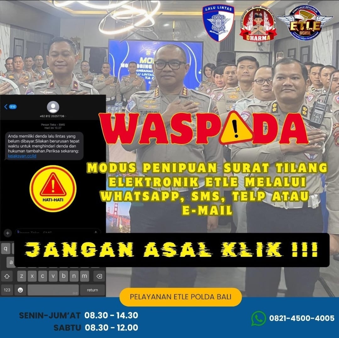 Ditlantas Polda Bali Himbau Masyarakat Waspadai Penipuan ETLE