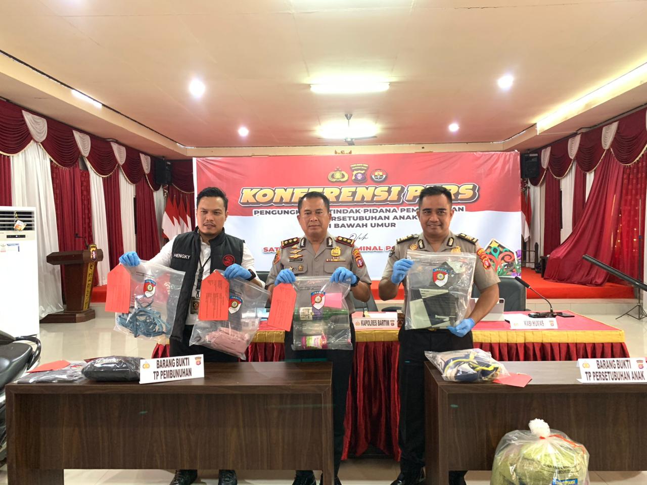 Polres Barito Timur Ungkap Kasus Pembunuhan dan Persetubuhan terhadap Anak