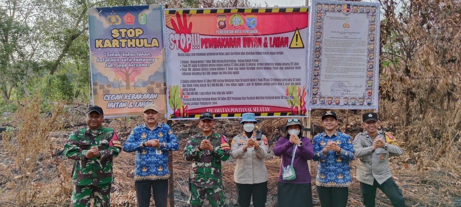 Penanggulangan Karhutla di Pontianak, Forkopimcam Pontianak Selatan Aktif Pasang Himbauan