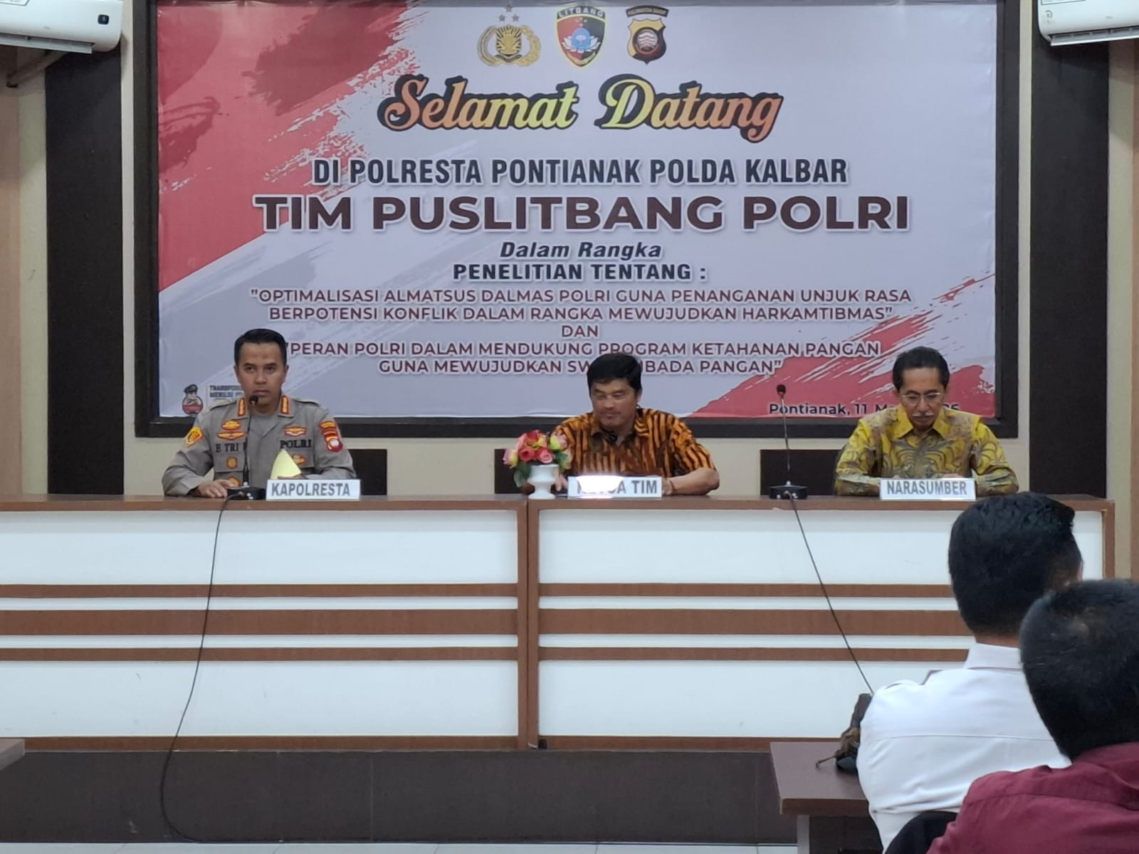 Penelitian Puslitbang Polri di Polresta Pontianak Bahas Optimalisasi Almatsus Dalmas