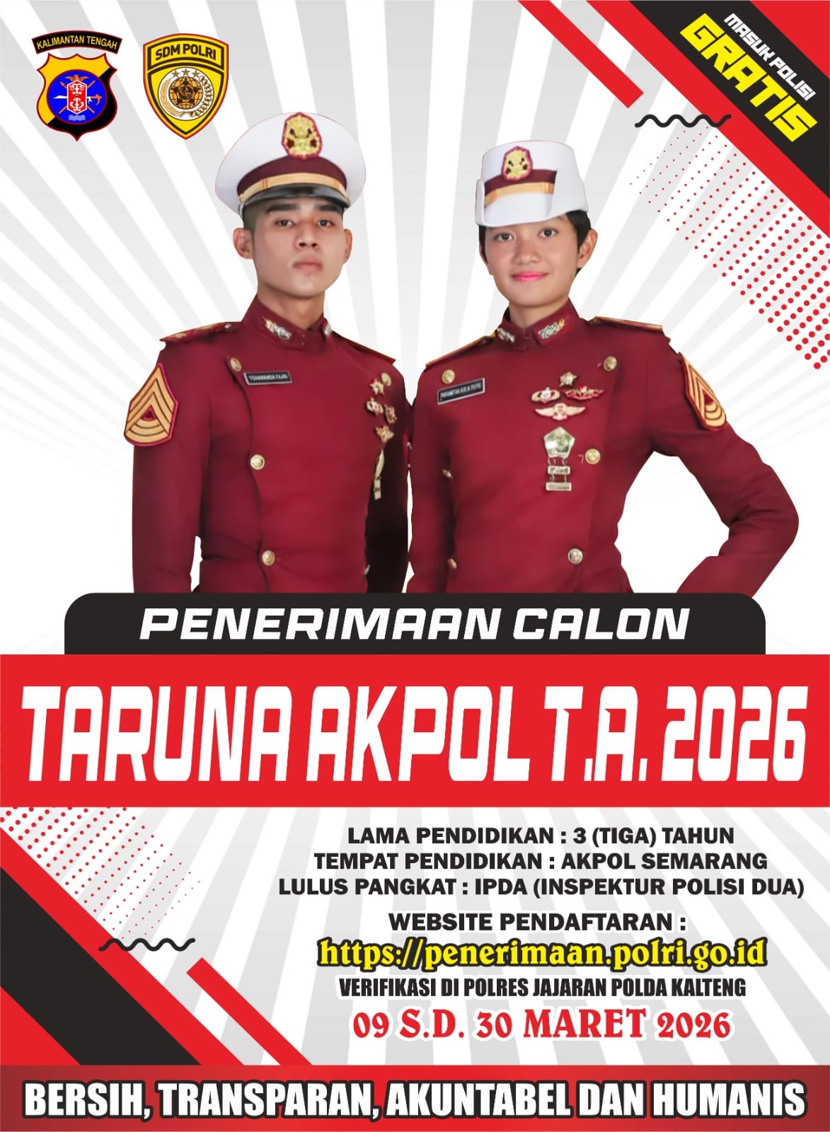 Pendaftaran Polri 2026 Dibuka di Polda Kalteng, Tersedia Jalur Akpol, Bintara dan Tamtama