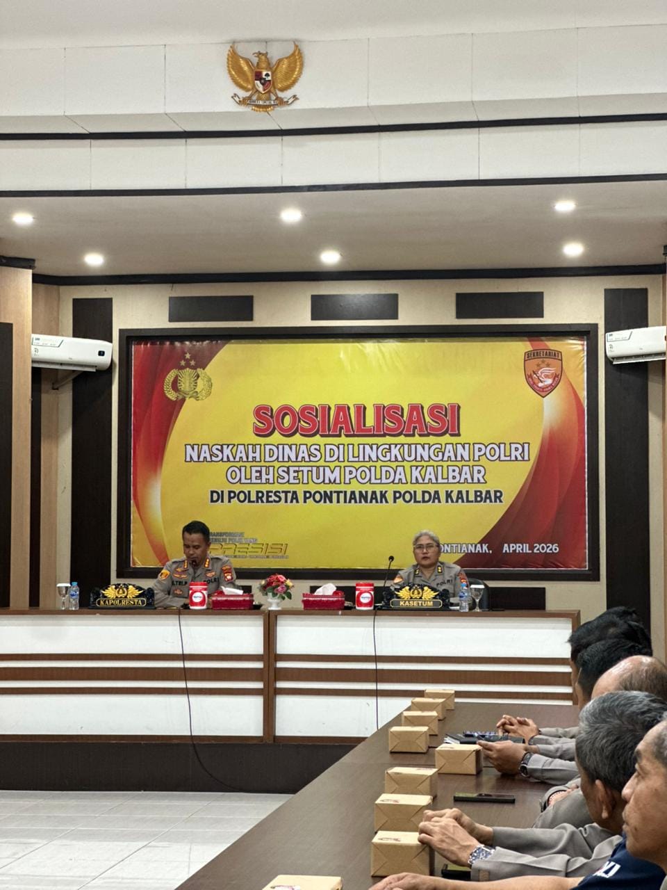 Polresta Pontianak Terima Tim Sosialisasi Naskah Dinas dari Setum Polda Kalbar