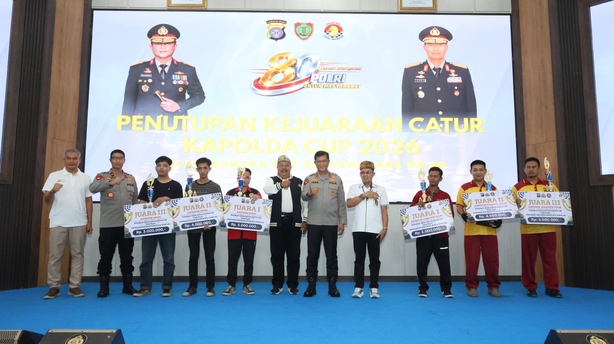 Kejuaraan Catur Kapolda Kalteng Cup 2026 Sukses Digelar, Enam Pecatur Berprestasi Tampil Sebagai Juara