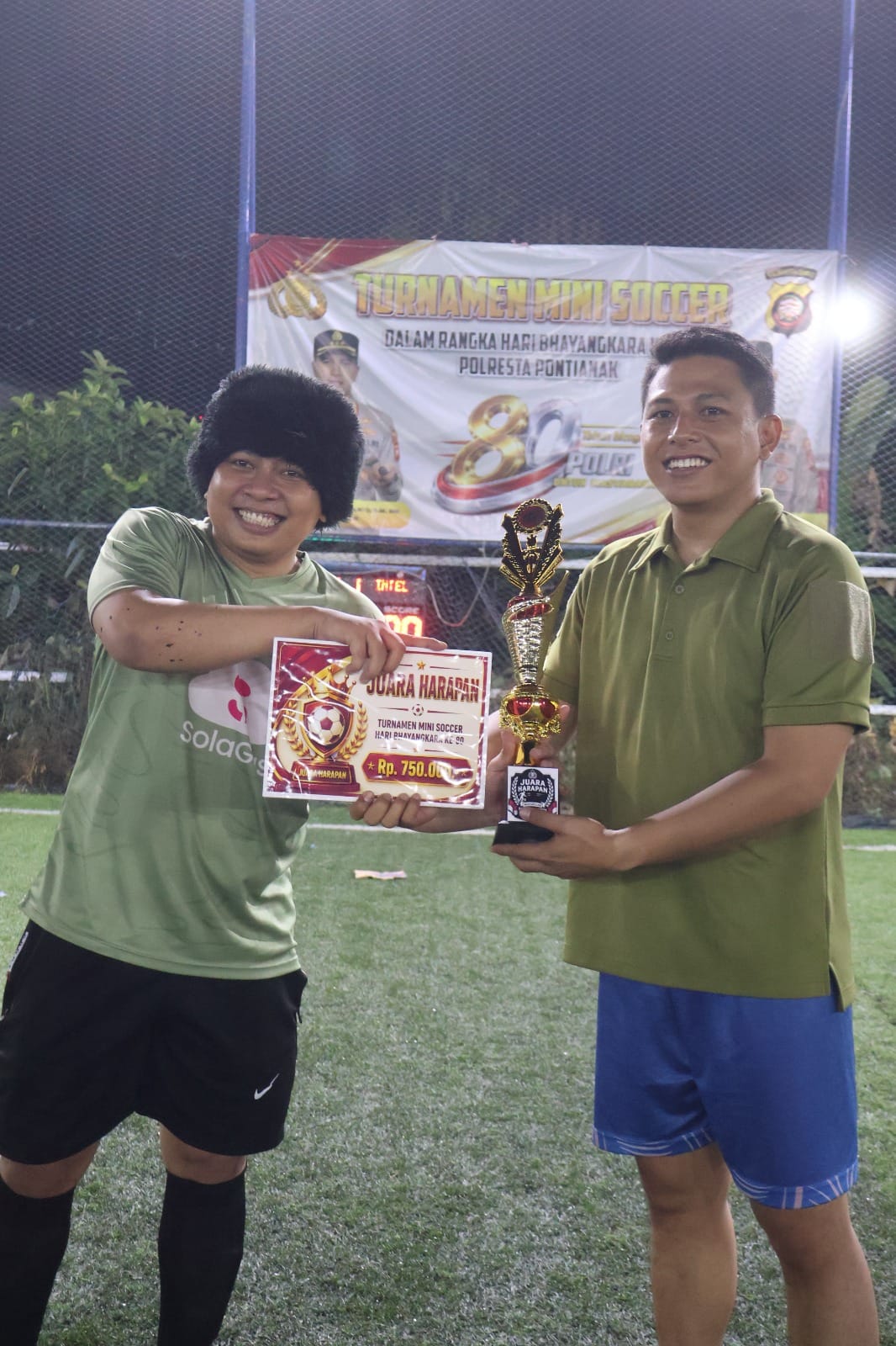 Tampil Gemilang, Polsek Pontianak Barat Raih Gelar Juara Turnamen Mini Soccer Hari Bhayangkara ke-80