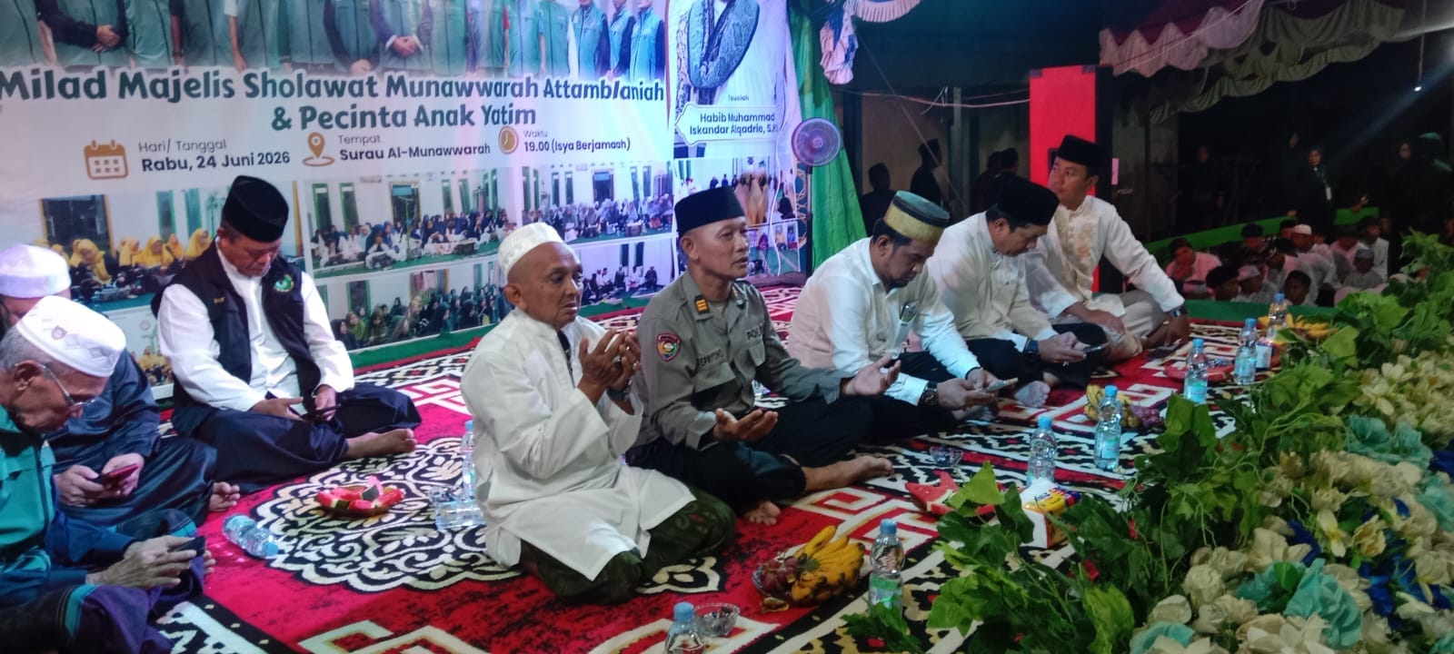 Wujud Kepedulian Sosial, Kanit Binmas Polsek Pontianak Timur Ikuti Kegiatan Santunan Anak Yatim Piatu