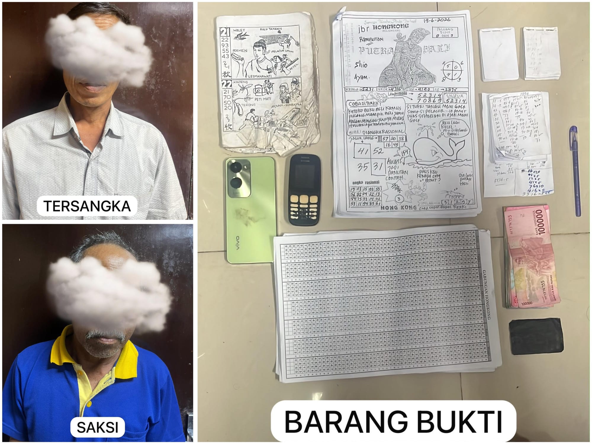 Gerebek Rumah di Klungkung, Polda Bali Ringkus Pelaku Judi Togel Hongkong