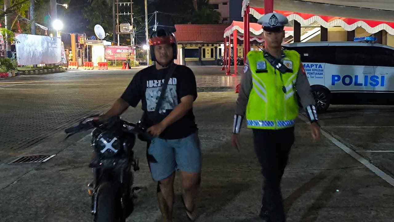 Patroli KRYD Satlantas Polresta Pontianak Berhasil Amankan 10 Sepeda Motor Pelanggar