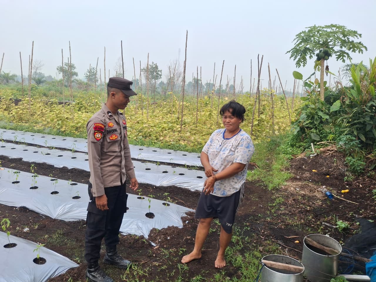 Antisipasi Karhutla, Polsek Pontianak Utara Edukasi Petani Sayur Agar Tidak Membakar Semak Belukar