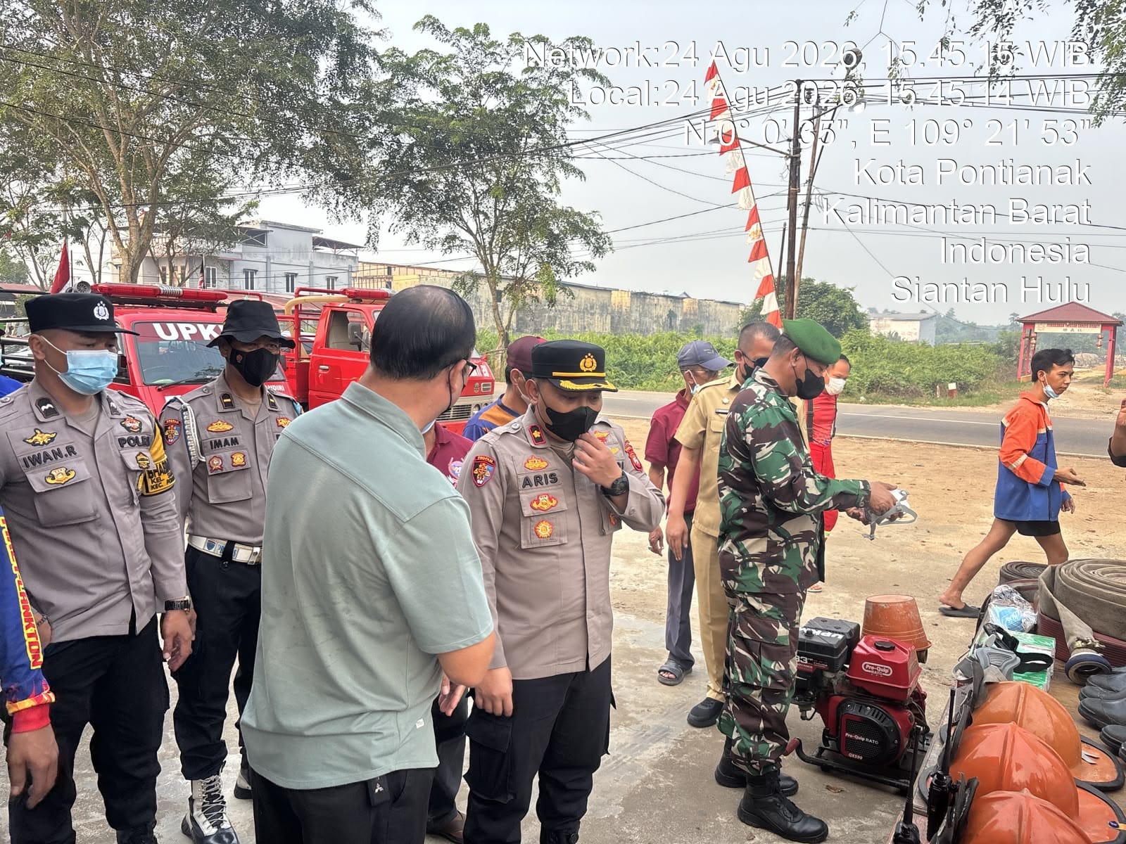 Kapolsek Pontianak Utara Cek Kesiapan Damkar Swasta Hadapi Karhutla