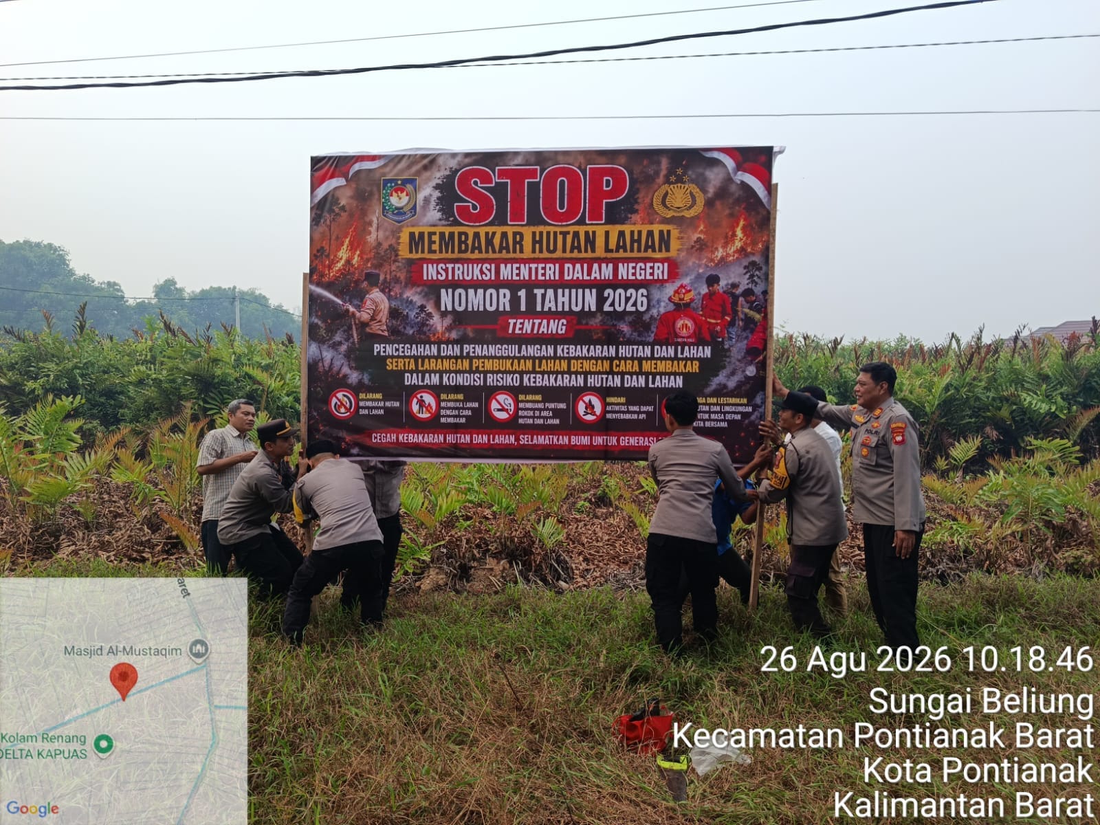 Tingkatkan Kesadaran Warga, Polsek Pontianak Barat Pasang Spanduk Imbauan Cegah Karhutla