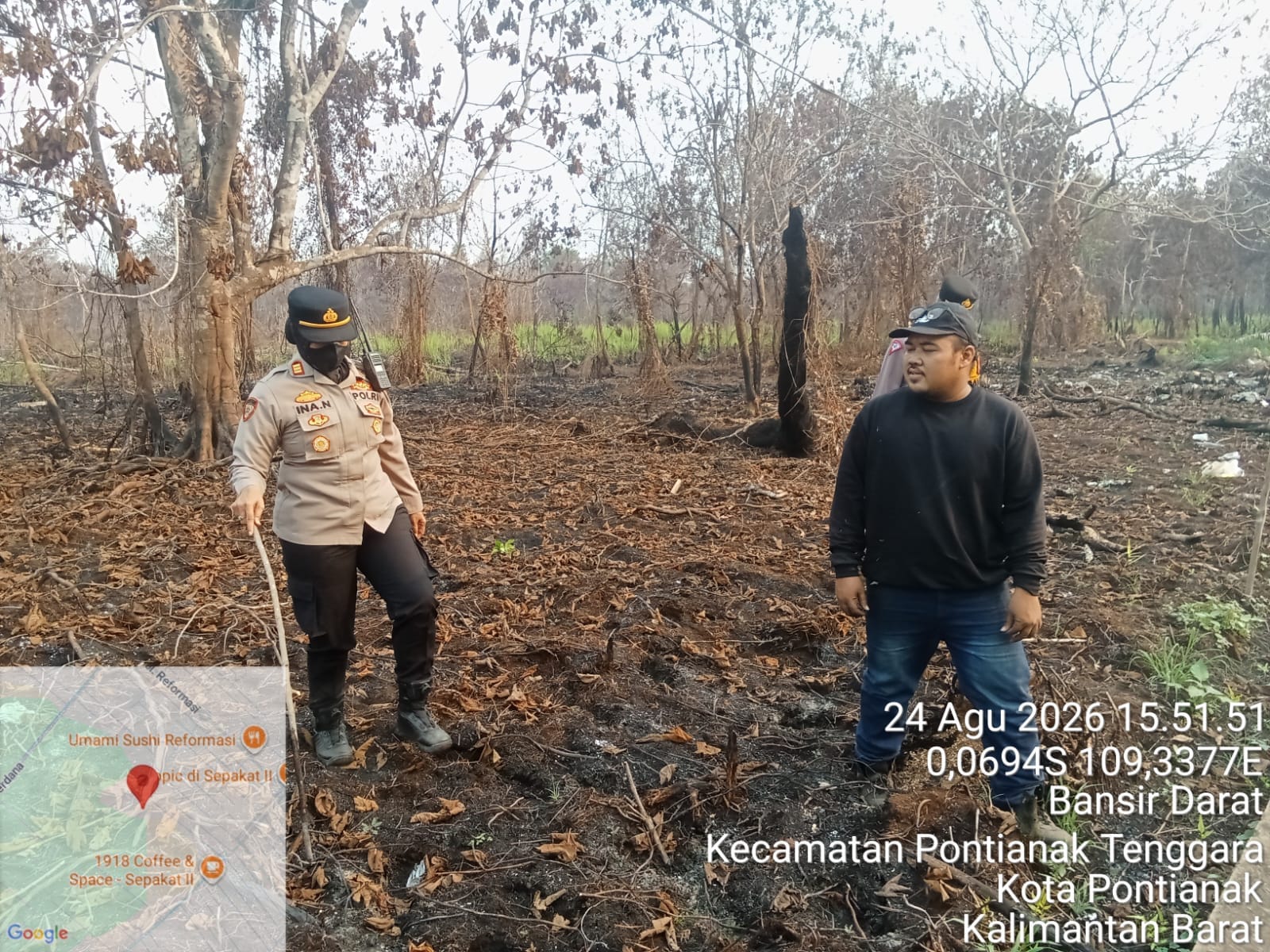 Bersinergi dengan 3 Pilar dan BPBD, Kapolsek Pontianak Selatan Sigap Cegah Karhutla