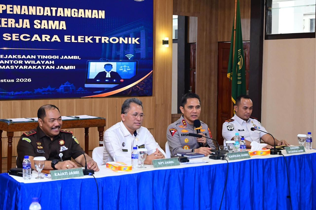 Perkuat Sinergi Penegakan Hukum, Polda Jambi Dukung Persidangan Pidana Secara Elektronik