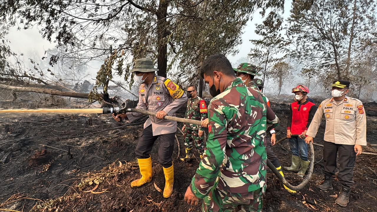 Turun Langsung ke Lokasi, Polda Jambi Bersama Forkopimda Cek Kebakaran di HLG Londerang