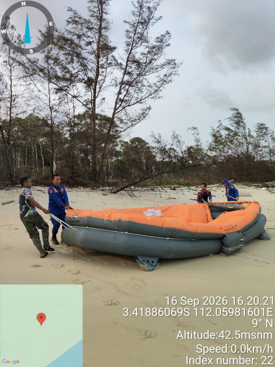 Lima Liferaft Diduga Milik KM Virgo Transport 8 Ditemukan Ditpolairud Polda Kalteng di Perairan Seruyan