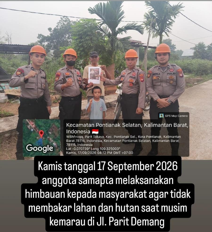 Cegah Karhutla, Sat Samapta Polresta Pontianak Patroli Lahan Rawan dan Cek Sumber Air