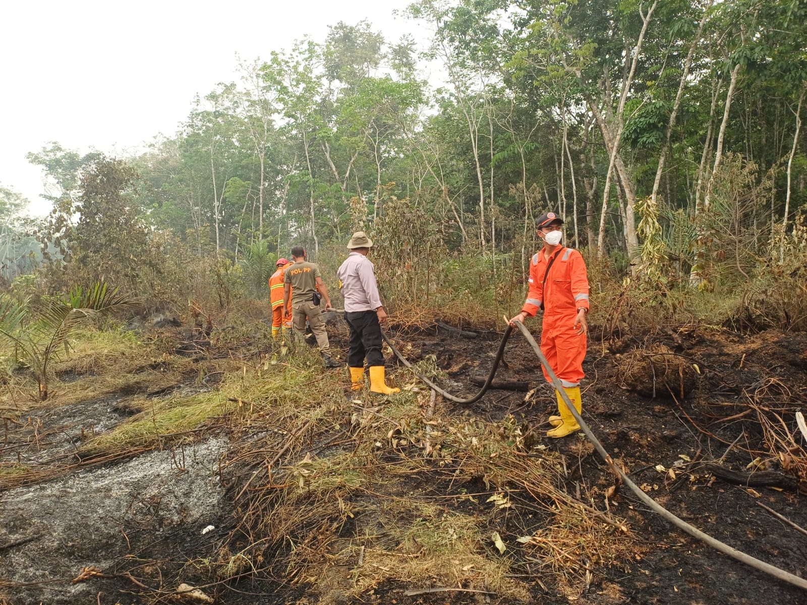 Polsek Muara Bulian Bersama Satgas Karhutla Ground Check Hotspot di Kawasan Tahura Sultan Thaha Syaifudin
