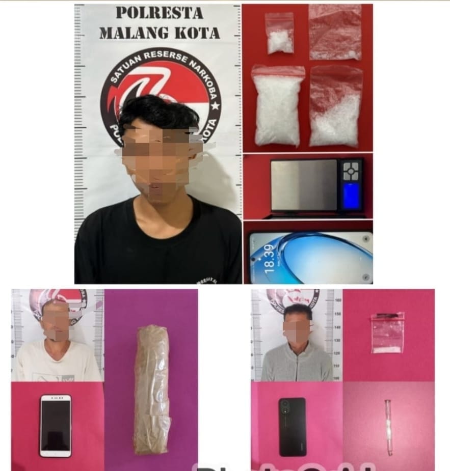 Satreskoba Polresta Malang Kota Tangkap 3 Pengedar Narkoba