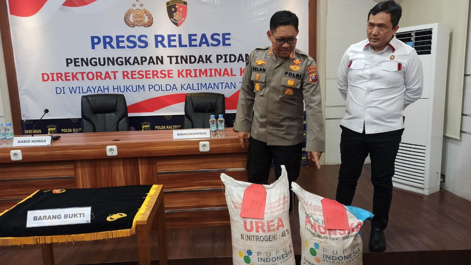 Ditreskrimsus Polda Kalteng Amankan 8 Ton Pupuk Bersubsidi yang Disalahgunakan
