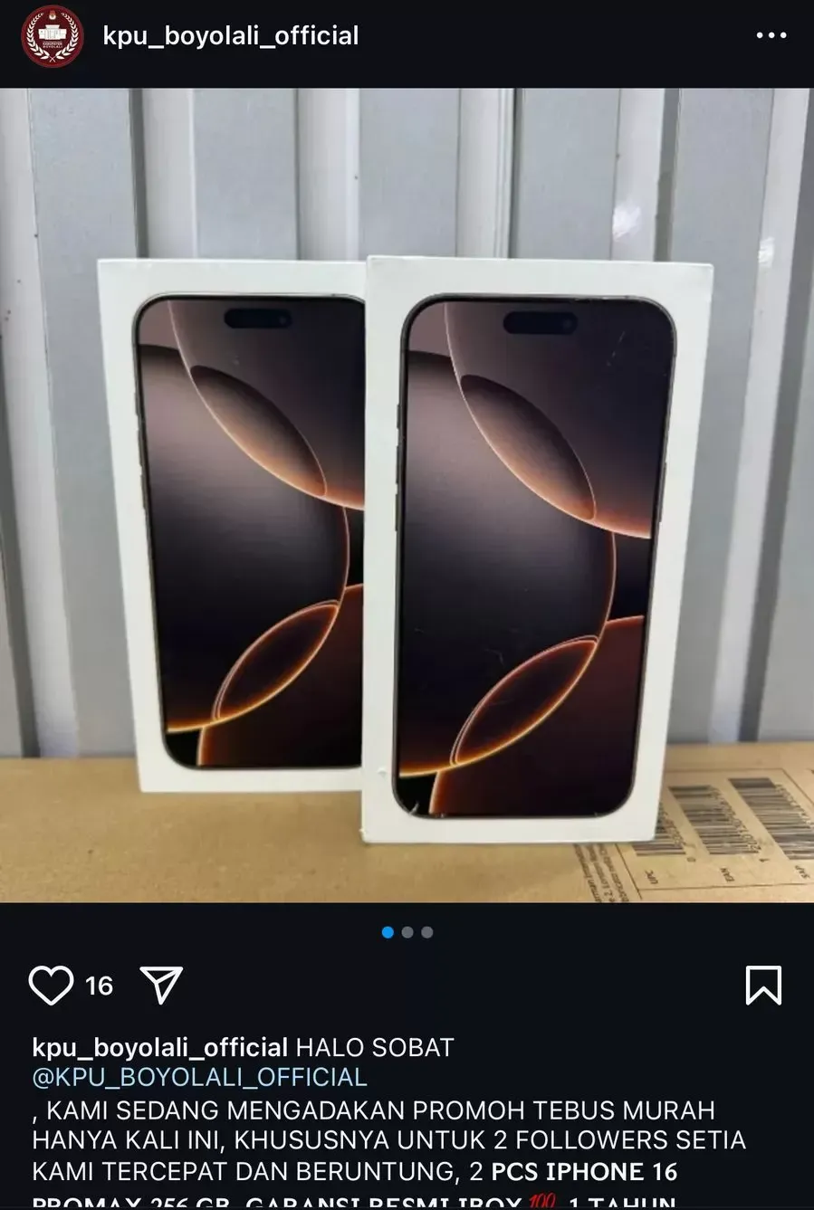 Akun Instagram Resmi KPU Boyolali Diretas, Begini Jadinya