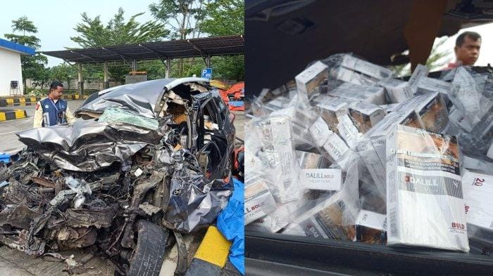 BR-V Muatan Rokok Ilegal Tabrak Bus di Tol Pekalongan, 1 Tewas