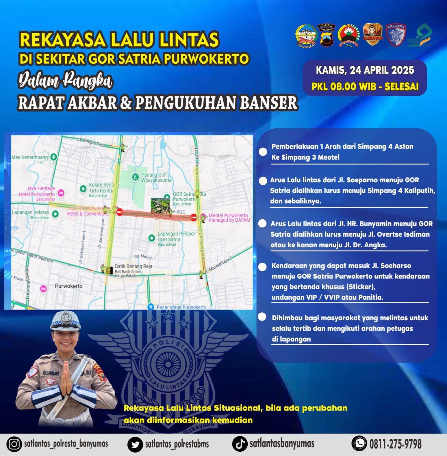 Harlah ke-91 GP Ansor, Polresta Banyumas Atur Rekayasa Lalin untuk Kelancaran Acara