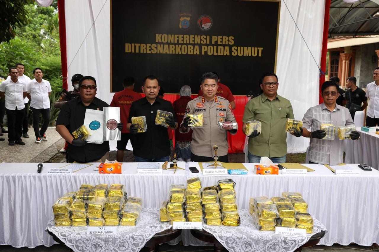 100 Kg Sabu Disamarkan dalam Bungkus Kopi, Polda Sumut Tangkap Empat Pelaku dan Buru Dua DPO