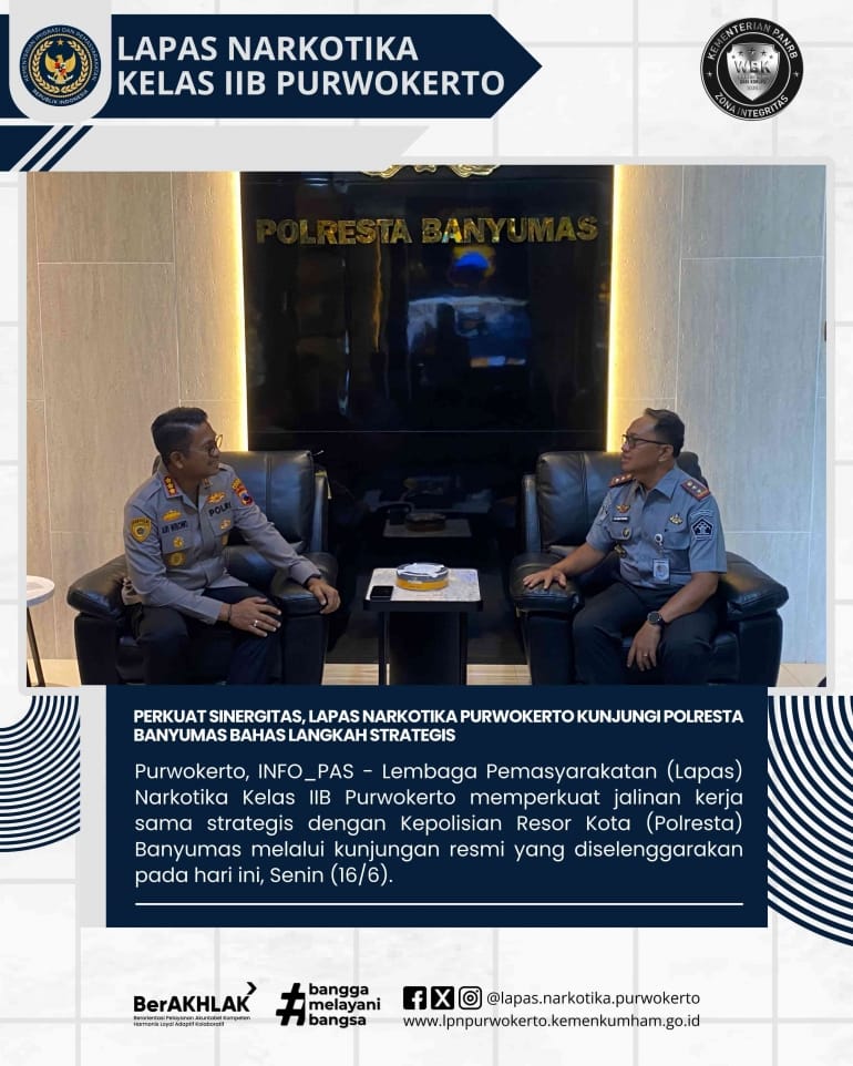 Perkuat Sinergitas Lapas Narkotika Purwokerto Kunjungi Polresta Banyumas Bahas Langkah Strategis