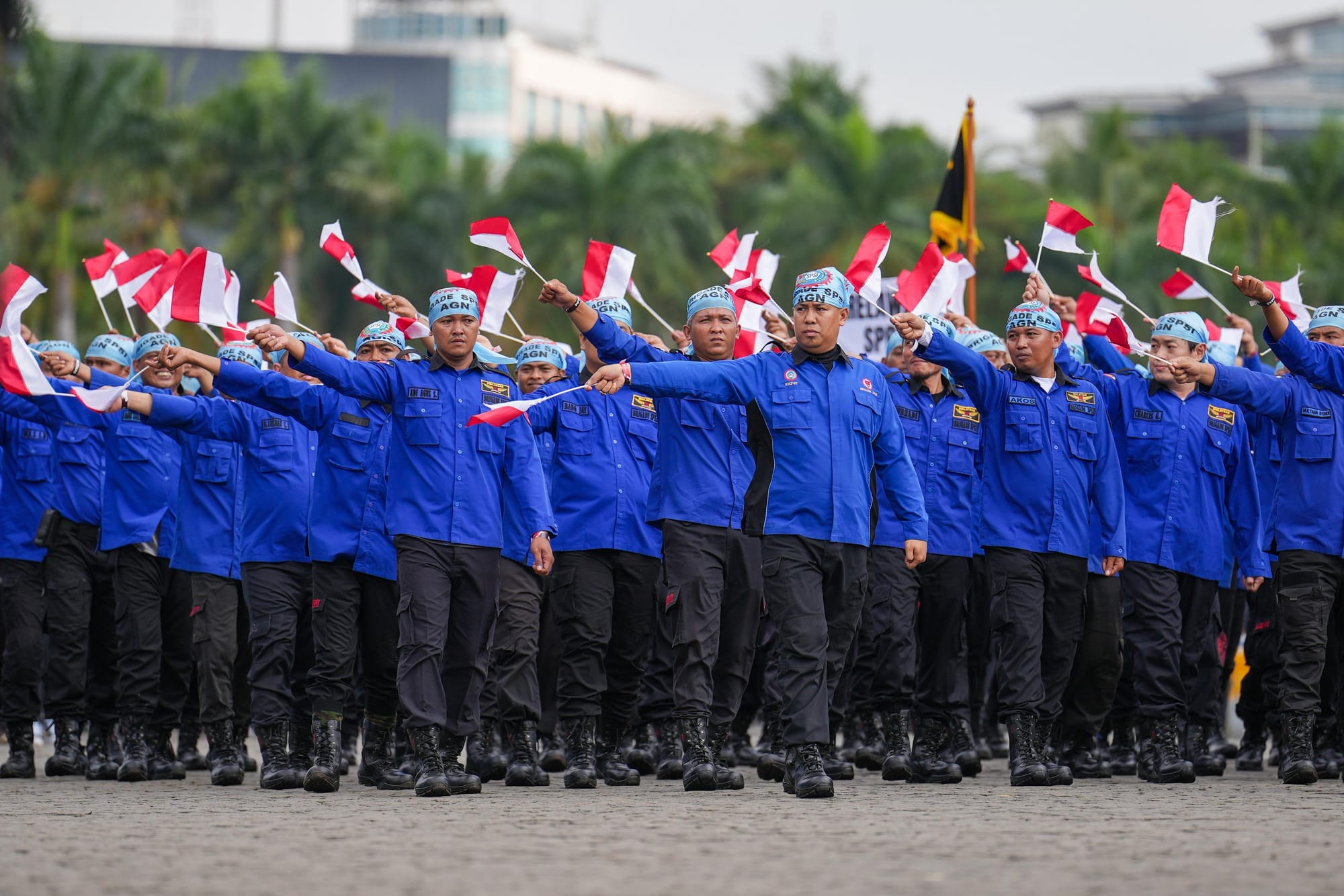 Solidaritas di Hari Bhayangkara ke-79: Ribuan Buruh Tampil Kompak Dukung Polri dan Indonesia Emas 2045