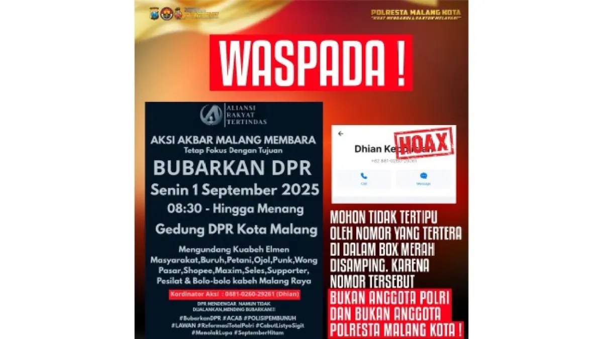 Isu Nomor Polisi Jadi Koordinator Aksi Dibantah Polresta Malang Kota