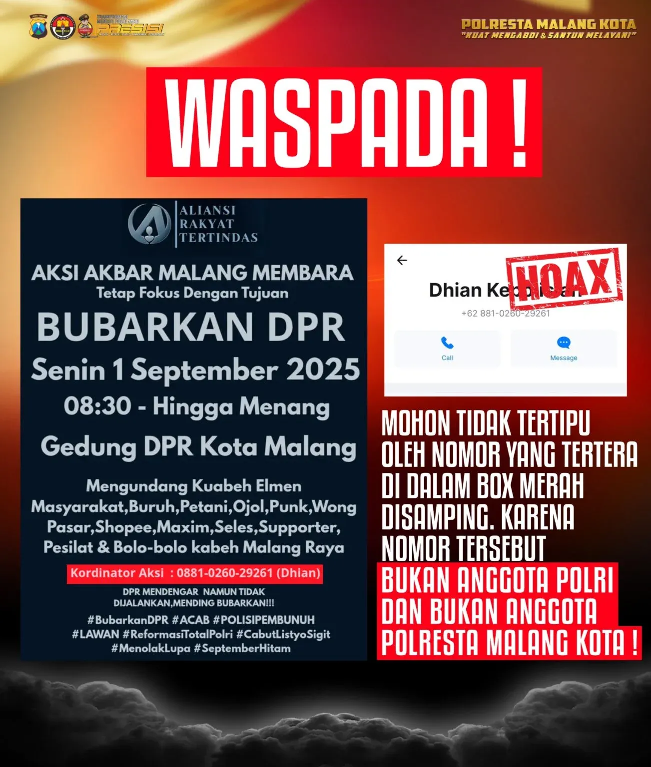 Polresta Malang Kota Tegas: Isu Sniper di Atas Gedung Adalah Hoaks