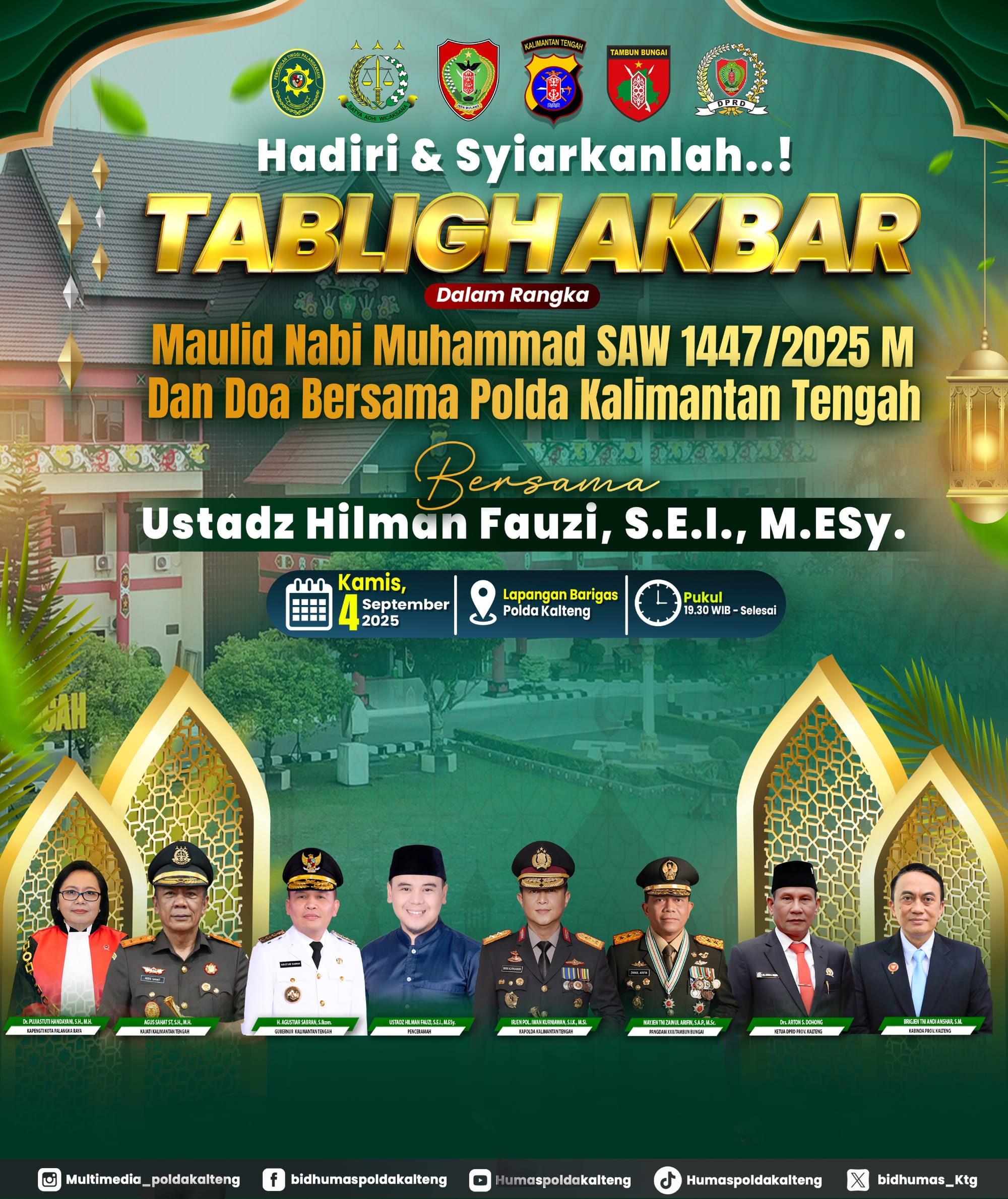 Polda Kalteng Gelar Tabligh Akbar Peringatan Maulid Nabi Muhammad SAW 1447 H