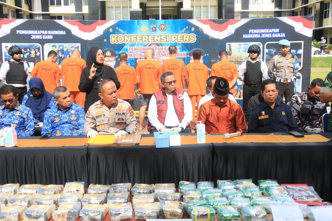 37 Kasus Narkoba Terbongkar di Sumbar, Polisi Amankan Puluhan Kilogram Sabu dan Ganja