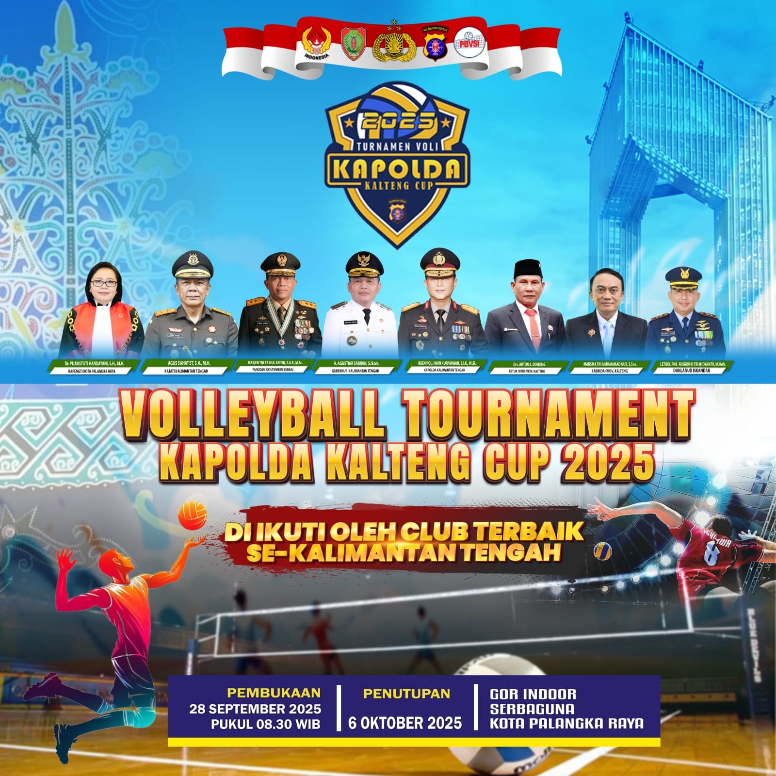 Kapolda Kalteng Cup 2025, Ajang Voli Bergengsi di GOR Serbaguna Palangka Raya