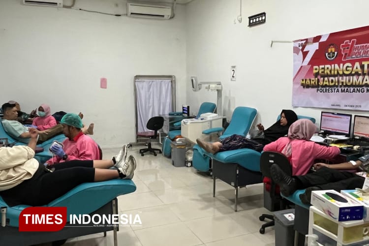 Rayakan HUT ke-74 Humas Polri, Polresta Malang Kota Ajak PMI dan Awak Media Donor Darah