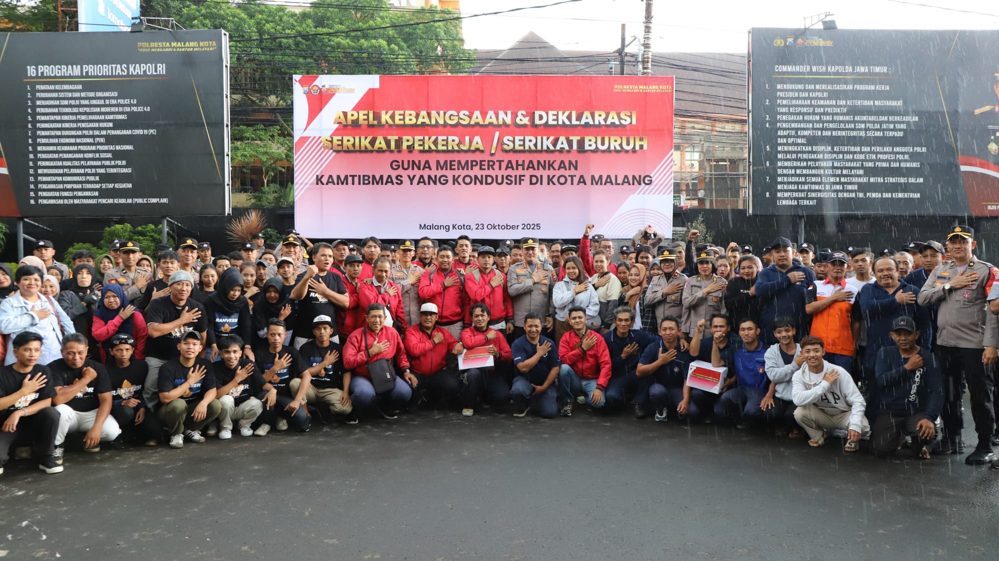 Apel Kebangsaan di Malang, Polisi dan Buruh Deklarasikan Komitmen Kebersamaan
