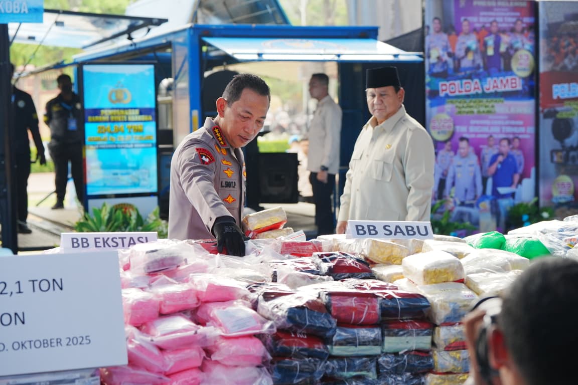 Presiden Hadiri Pemusnahan 214,84 Ton Narkoba, Kapolri Tegaskan Komitmen Asta Cita