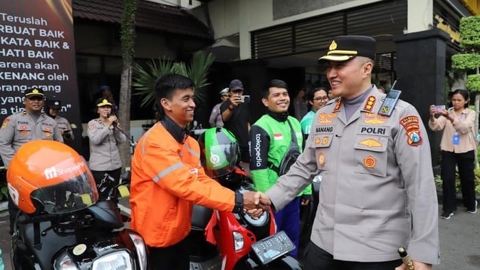 Polresta Malang Kota dan Driver Ojol Deklarasi Jaga Kamtibmas serta Tolak Aksi Anarkis