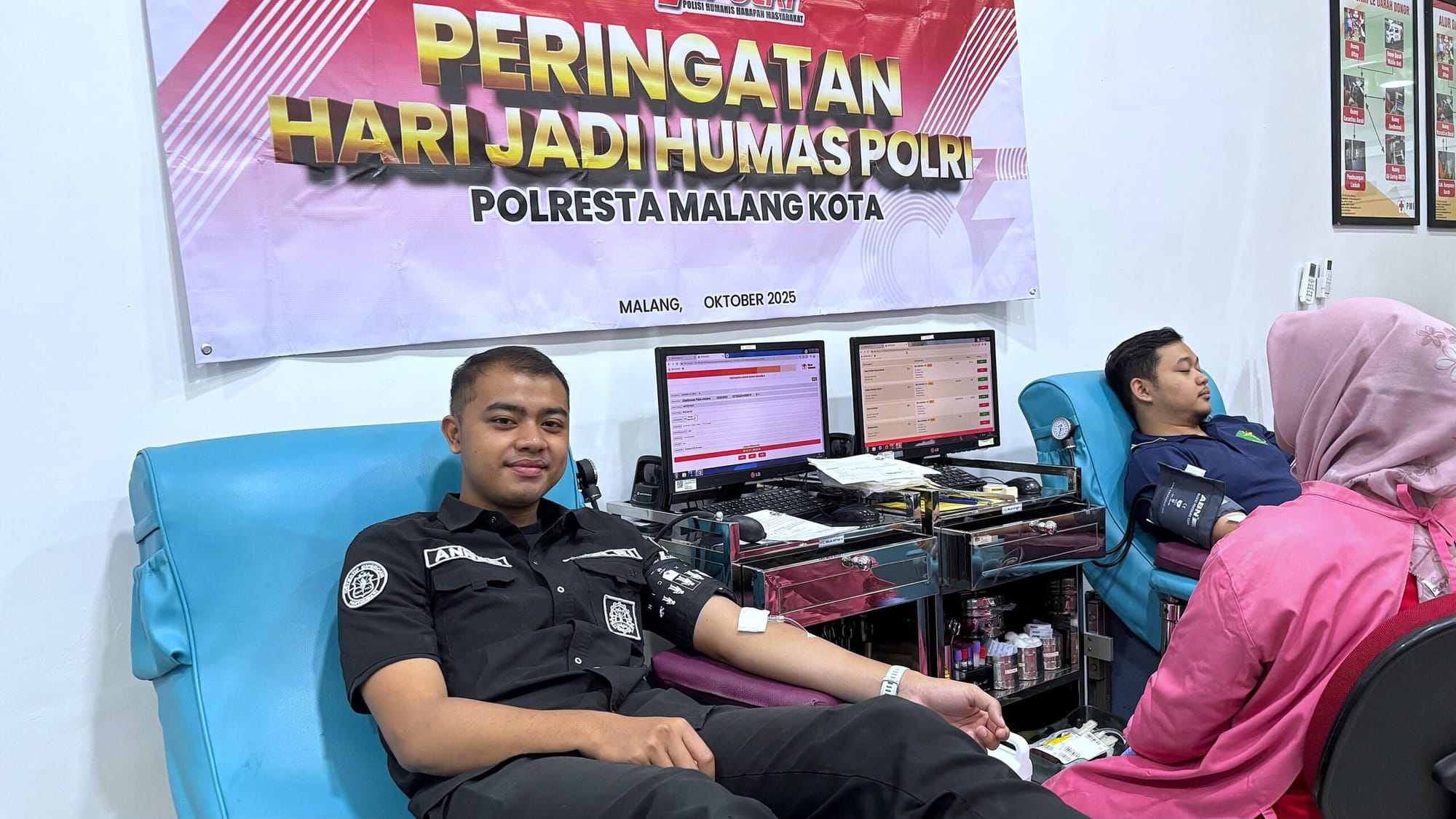 Semarak HUT ke-74 Humas Polri, Polresta Malang Kota Ajak PMI dan Insan Pers Donor Darah