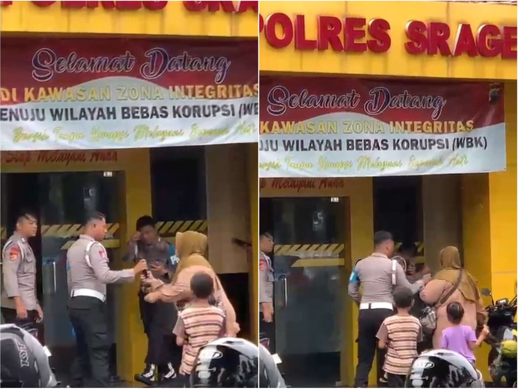 Viral Anggota Polres Sragen Disiram Bensin oleh Emak-emak