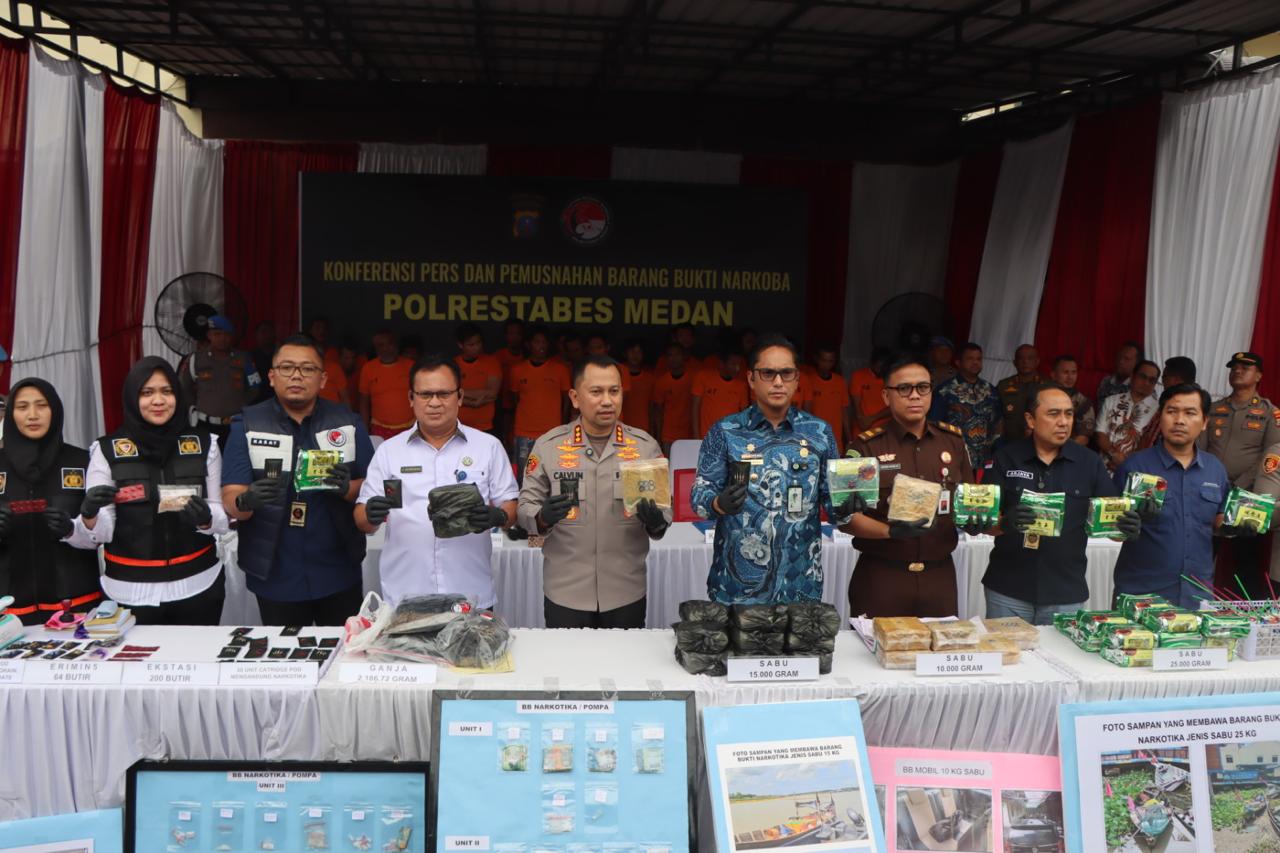 Polrestabes Medan Catat Rekor Pengungkapan Kasus Narkoba: 173 Kasus dalam 42 Hari