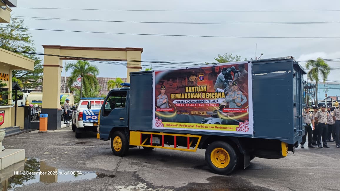 Kapolres Resmikan Pelepasan Bantuan Kemanusiaan Polres Kotim ke Sumatra