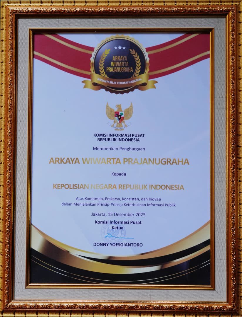 Transparansi Nyaris Sempurna, Polri Dinobatkan sebagai Badan Publik Terbaik Nasional dalam Anugerah KIP 2025