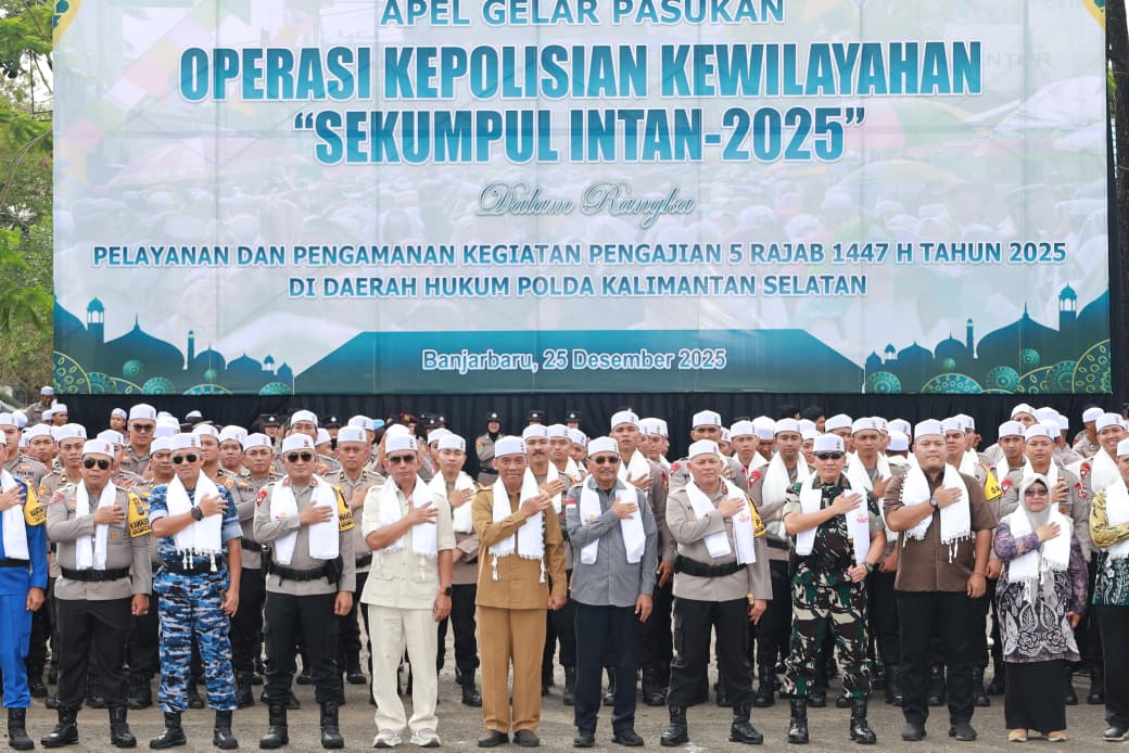 Polda Kalsel Matangkan Pengamanan Pengajian 5 Rajab Lewat Apel dan TFG Operasi Sekumpul Intan 2025