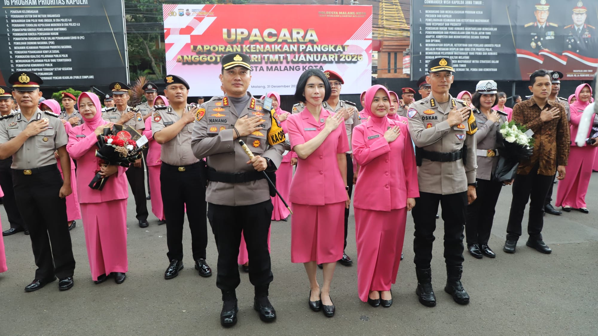 Kapolresta Malang Kota Pimpin Upacara Kenaikan Pangkat 86 Personel Polri