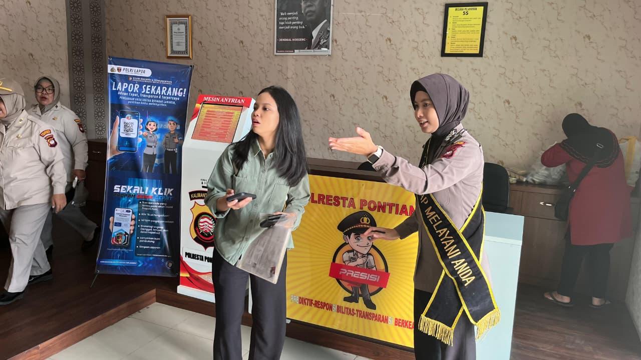 Layani Masyarakat dengan Humanis, Polwan Polresta Pontianak Bertugas di SPKT
