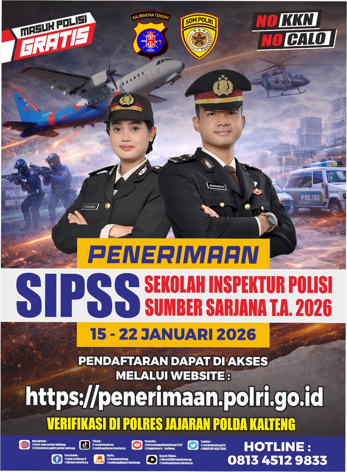 Polda Kalteng Buka Rekrutmen SIPSS 2026, Kesempatan Gratis bagi Sarjana Jadi Perwira Polri