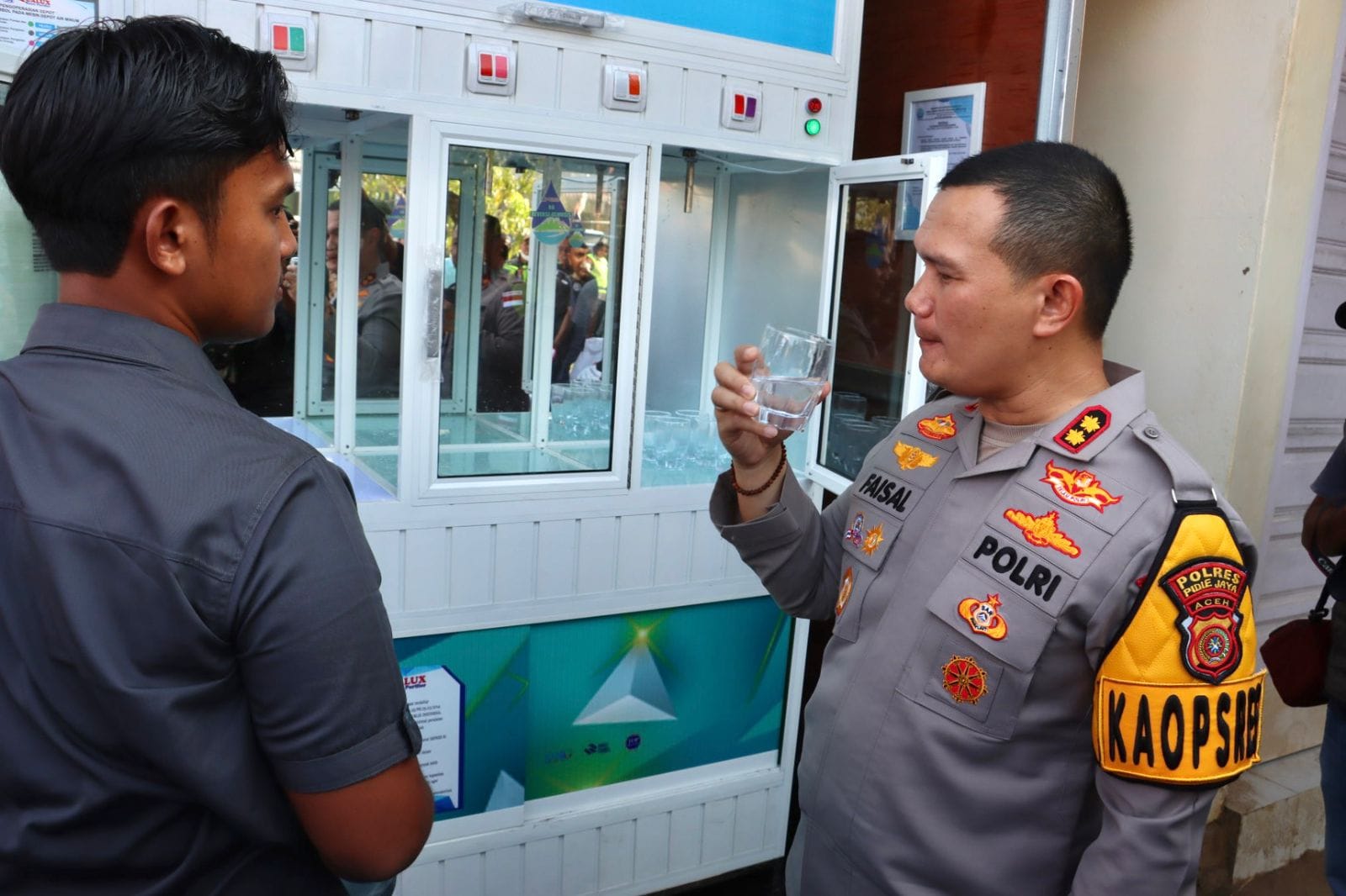 Peduli Pascabencana, Polres Pidie Jaya Sediakan Depot Air Minum RO Gratis