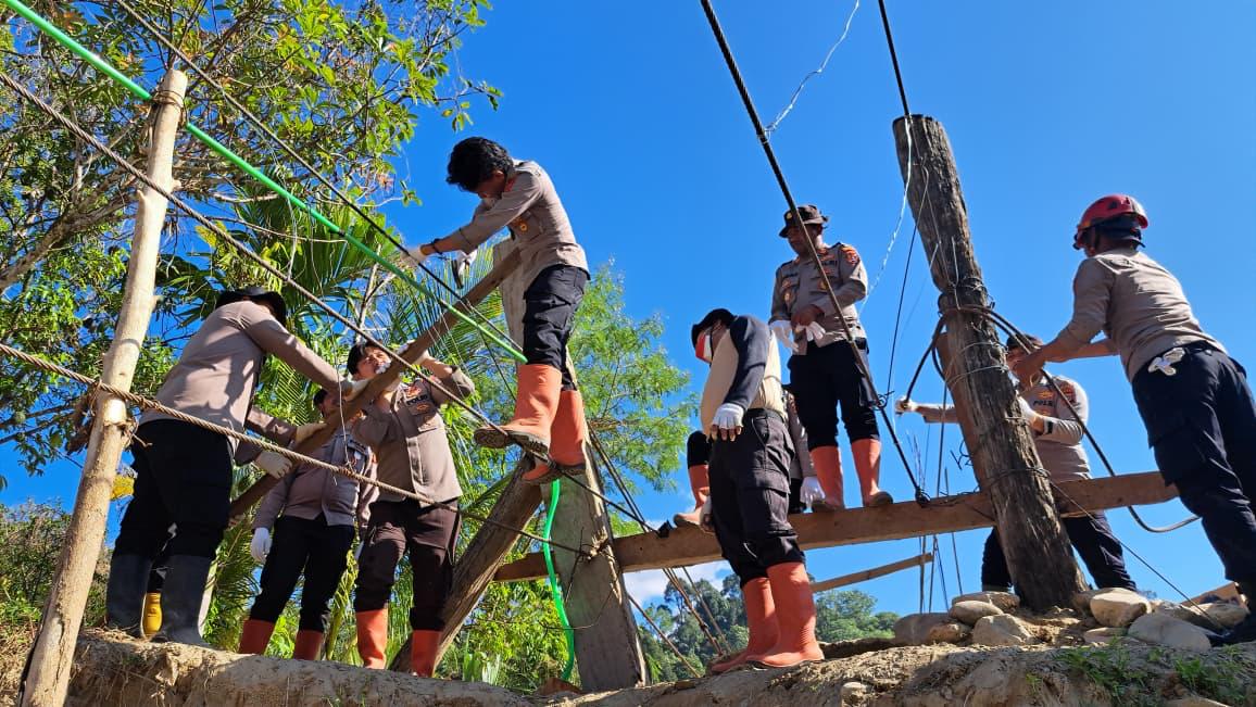 Empat Jembatan Gantung Dibangun Polres Gayo Lues, Warga Kini Bisa Jual Hasil Kebun